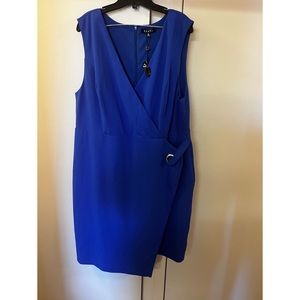 Blue Asymmetrical Faux Wrap Dress by Rebel Wilson